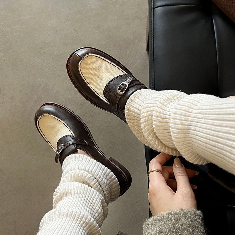Karin Luna Casual Shoes Series~  In stock Classic color-blocking British style deep-mouth single shoes