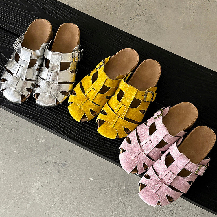 Karin Luna Full Layer Inside and Out~Basic Versatile Perforated Round Toe Birkenstock Slippers