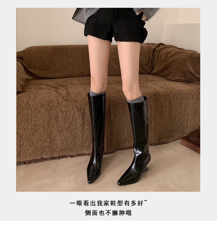 Karin Luna European and American Style Unisex Square-Toed Long Boots