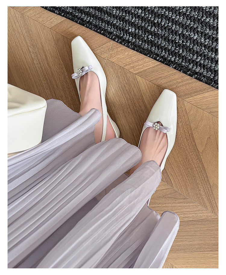 Karin Luna In Stock In Stock Sweet Bowknot Small Square Toe Chunky Heel Closed-toe Elegant Retro Sandals