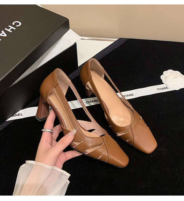 Karin Luna Hot-Selling Retro Big Item Big Goods Available for sale all seasons French-style Hollow Out Single Shoes Full leather inside and out