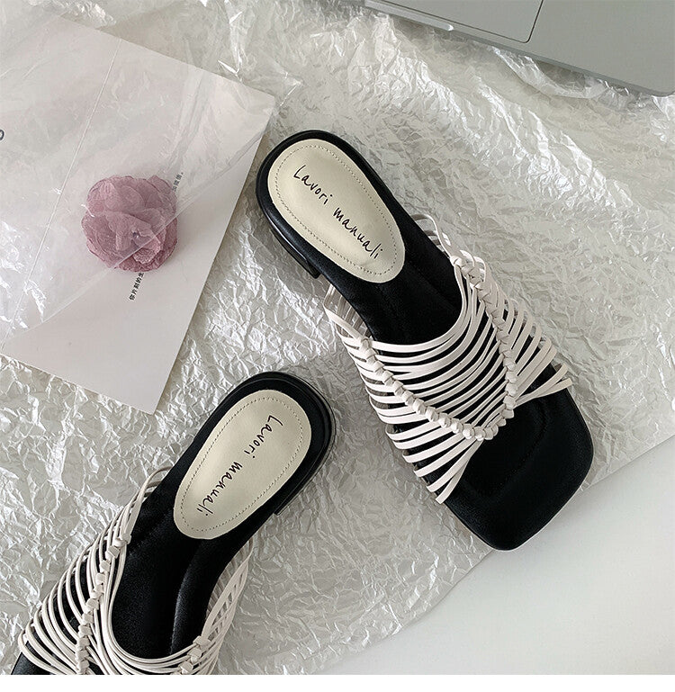 Karin Luna In Stock Spot Goods  Resort Style Handwoven Flat Sole Slippers