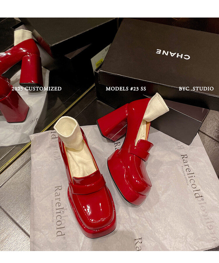 Karin Luna ck Popular Hot Girl Red high heels Full leather inside and out Cow Patent Leather Super High Heel
