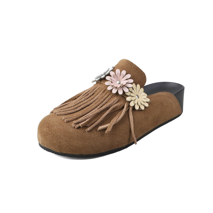 Karin Luna   Tassel Three-Dimensional Flower Thick-Soled Closed-Toe Slippers
