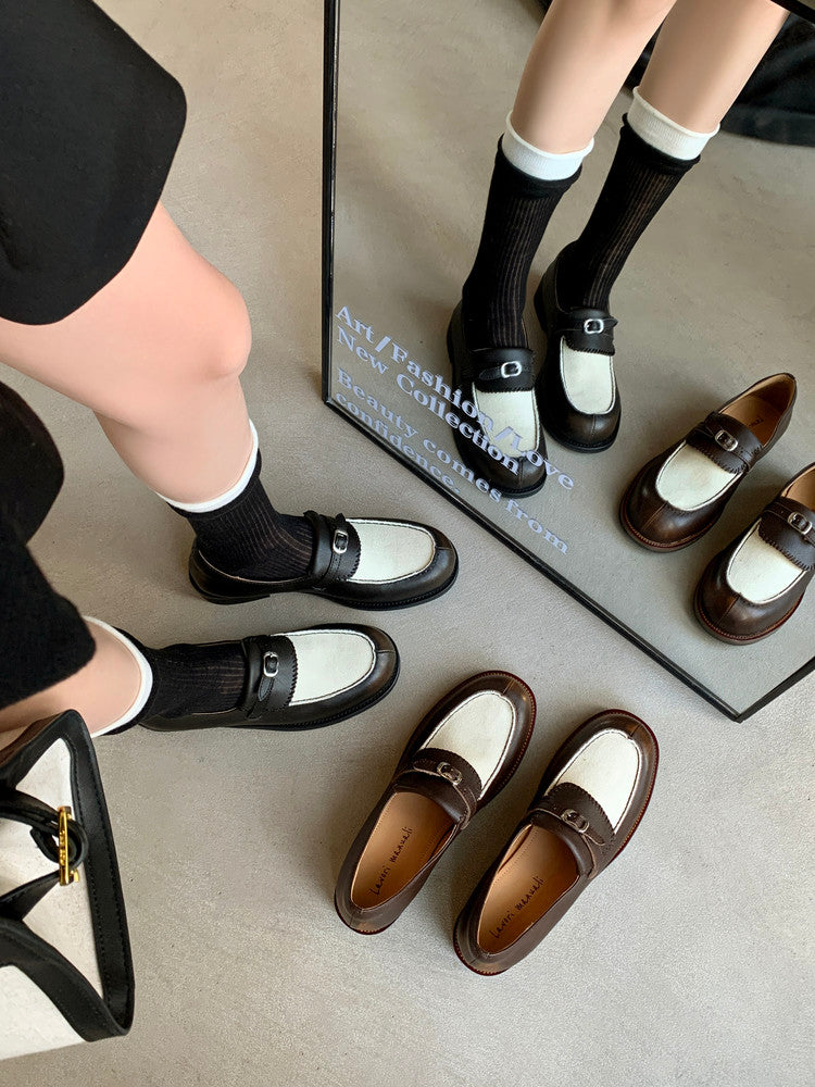 Karin Luna Casual Shoes Series~  In stock Classic color-blocking British style deep-mouth single shoes