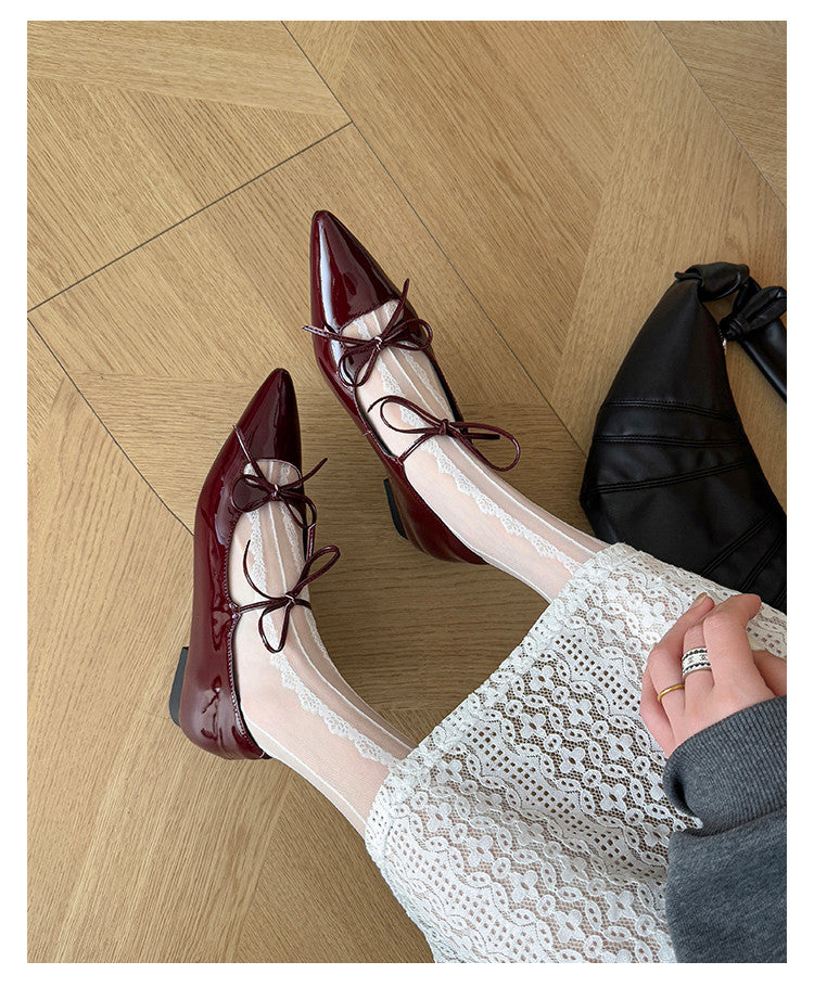 Karin Luna In Stock Spot Goods  Hot-selling Element Bowknot Square Toe Pointed Toe Single Shoes