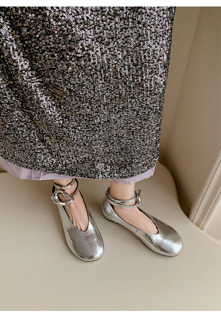 Karin Luna In Stock Large Stock Main Promotion  Two-Way Wear Height-Increasing Retro Gold Buckle Mary Jane Shoes