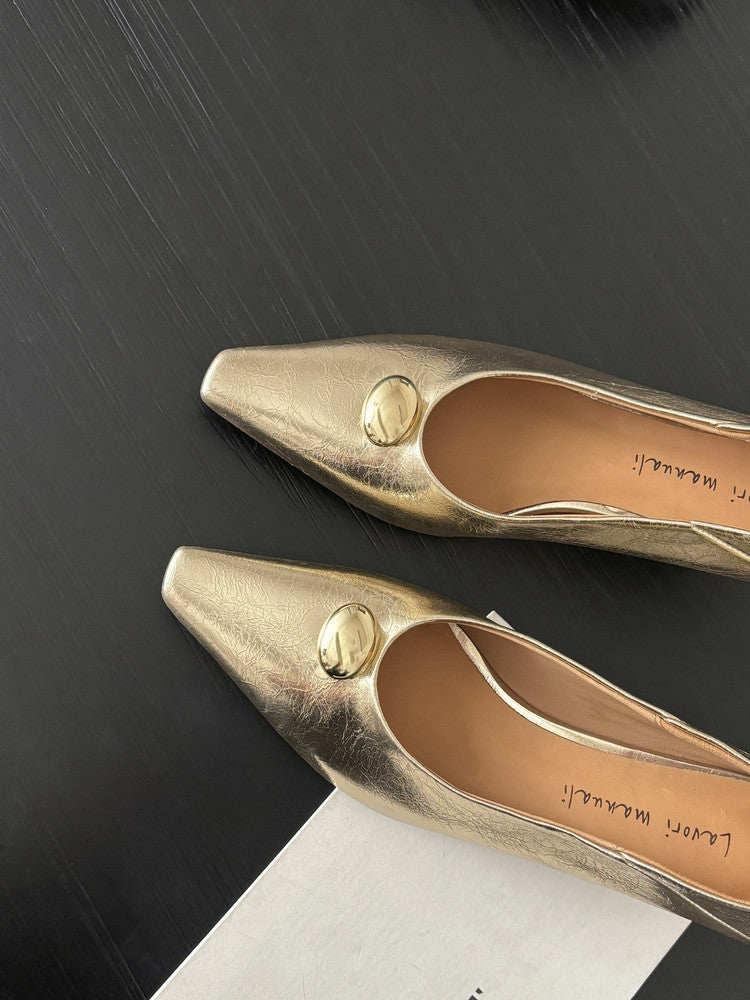 Karin Luna In Stock In Stock ~Basic Versatile French Style Small Square Toe Shallow Mouth Single Shoes