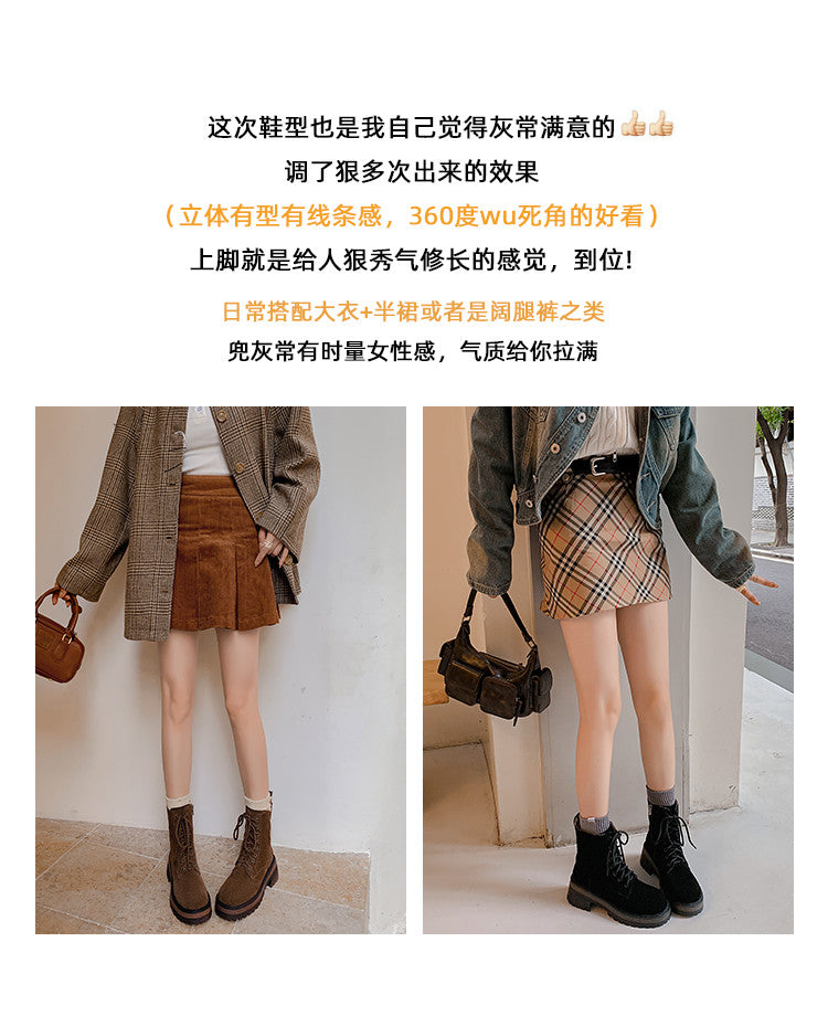 Karin Luna In Stock Casual style thin strap round toe suede ankle boots