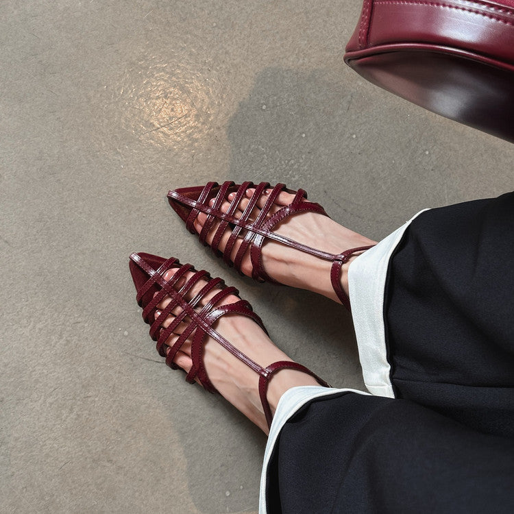 Karin Luna French Hollow Toe Metal Heel Elegant Sandals