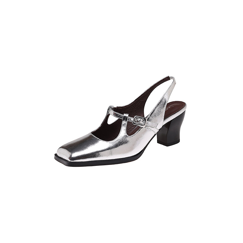 Karin Luna In Stock In Stock  Unique European and American Style Square-Toed Chunky Heel Closed-Toe Sandals