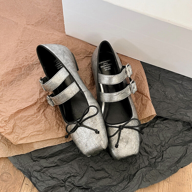 Karin Luna Future Sense silver~Spot Goods Spot Goods Hot-selling Bowknot Retro Belt Buckle Ballet Mary Jane Shoes