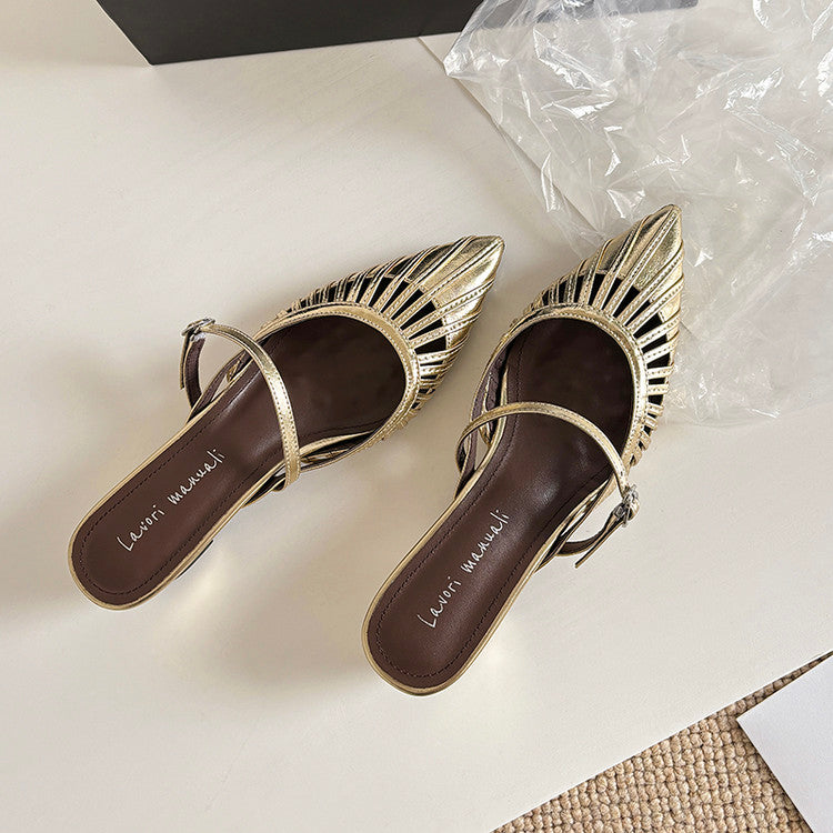 Karin Luna Casual Feel~In stock Pointed Toe Hollow Design Note Pointed Toe Slippers