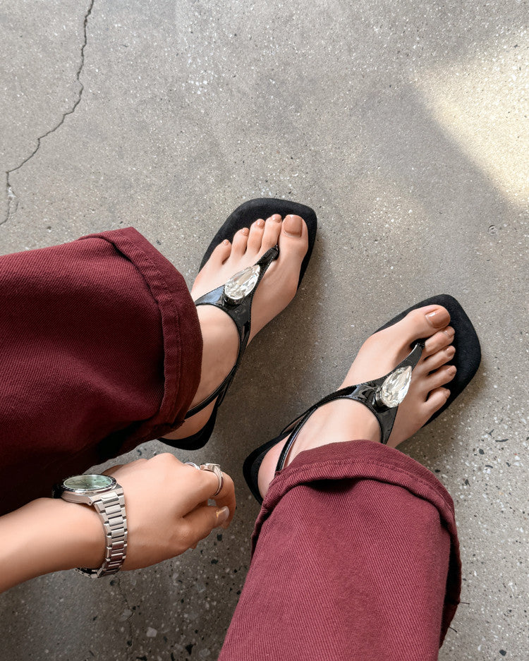 Karin Luna Bestseller Element Square Toe Irregular Heel Super Stable Toe Clip Sandals