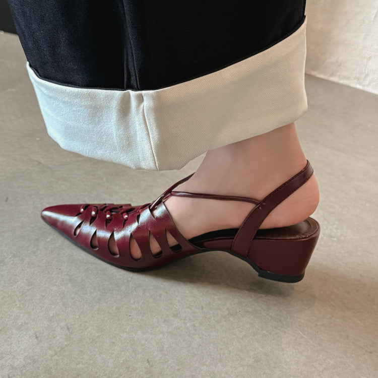 Karin Luna Braided Style ~Cross-woven Pointed Toe Closed-toe Sandals