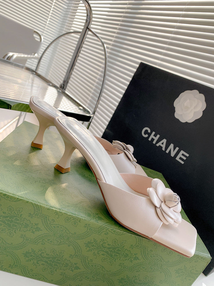 Karin Luna Flower of Wealth in the World~Says purple has a lot of charm Spot Goods Spot Goods  Three-Dimensional Camellia Elegant Sandals