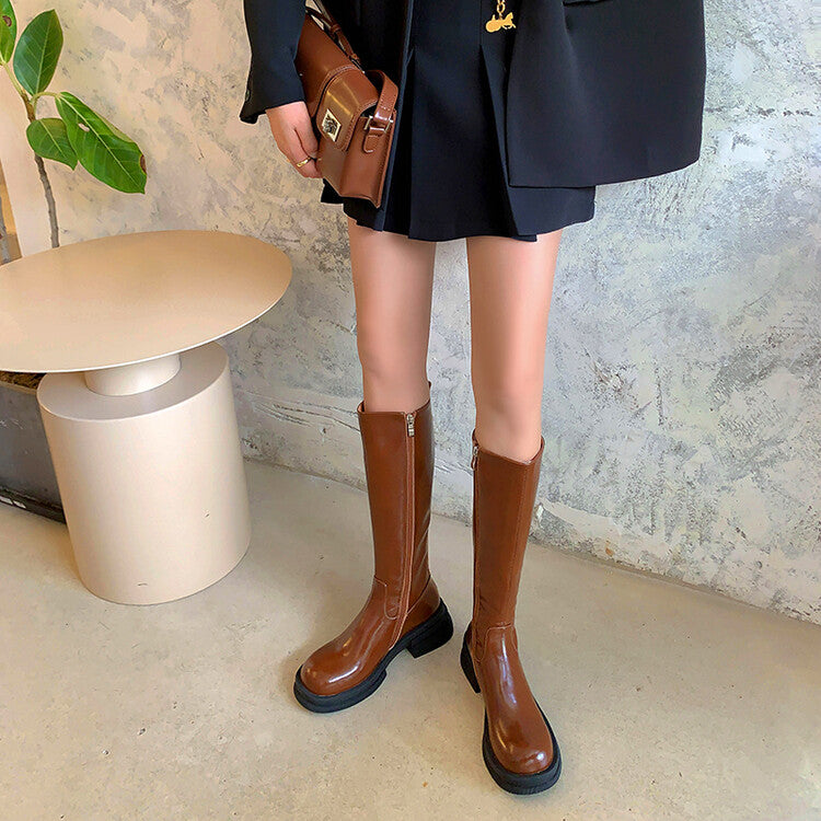 Karin Luna In Stock Spot Goods  Always in stock  Classic Basic Style Round Toe Thick Sole Knight Boots