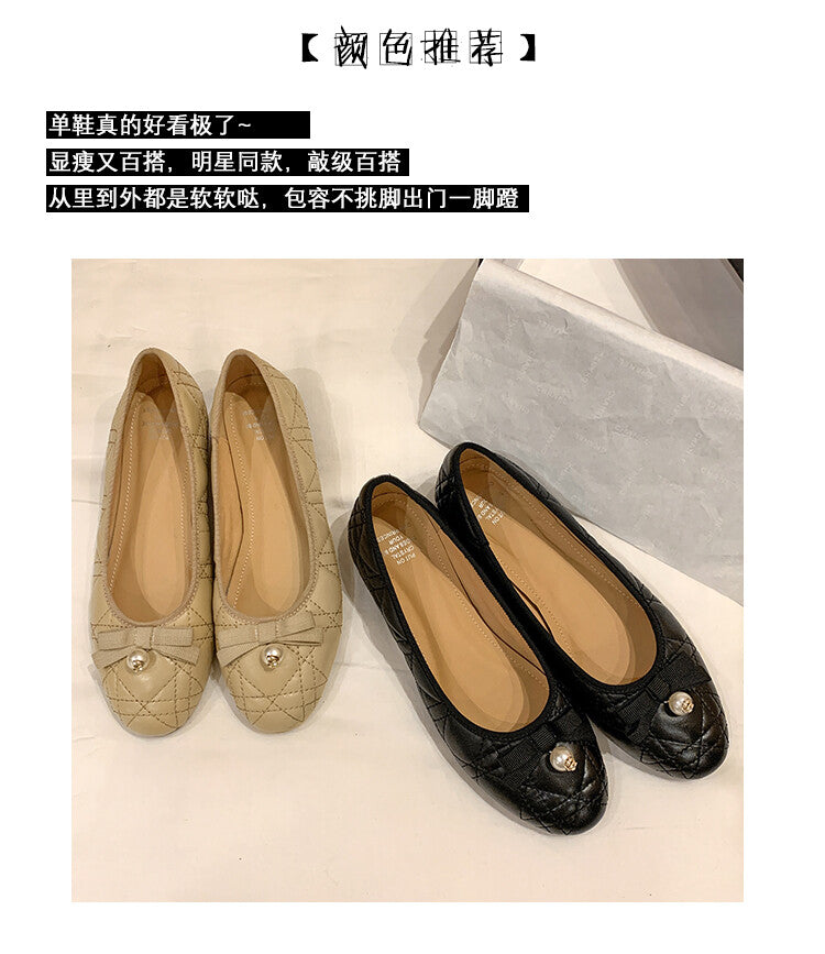 Karin Luna In Stock Spot Goods  Dior's popular retro flat rhombus-pattern granny shoes First Layer Sheepskin Full leather inside and out