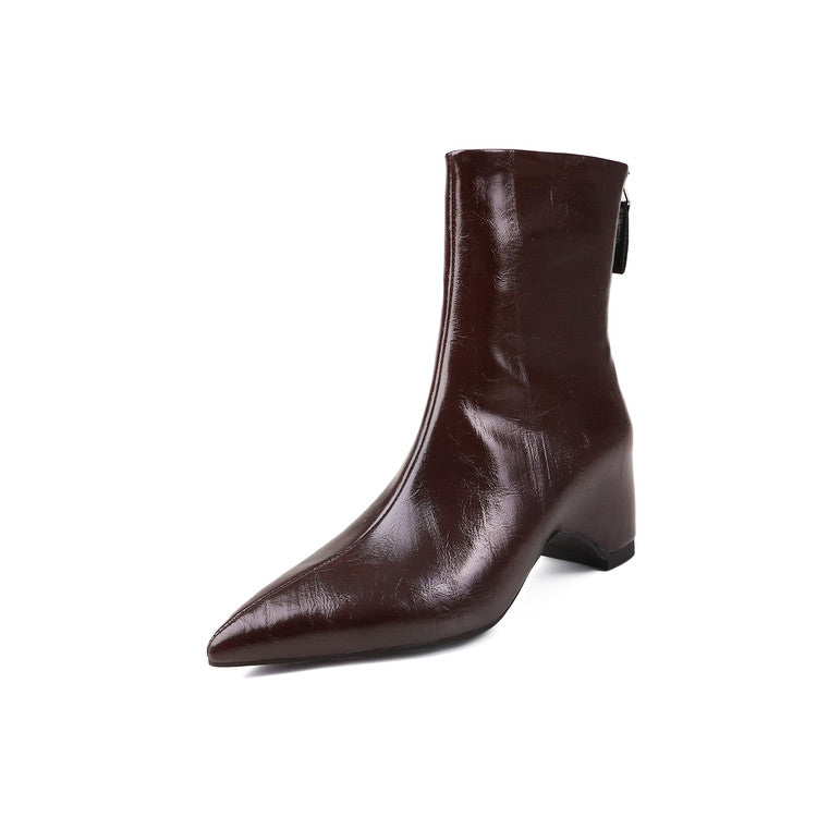 Karin Luna Versatile Elegant Style Pointed Toe Hidden Wedge Short Boots