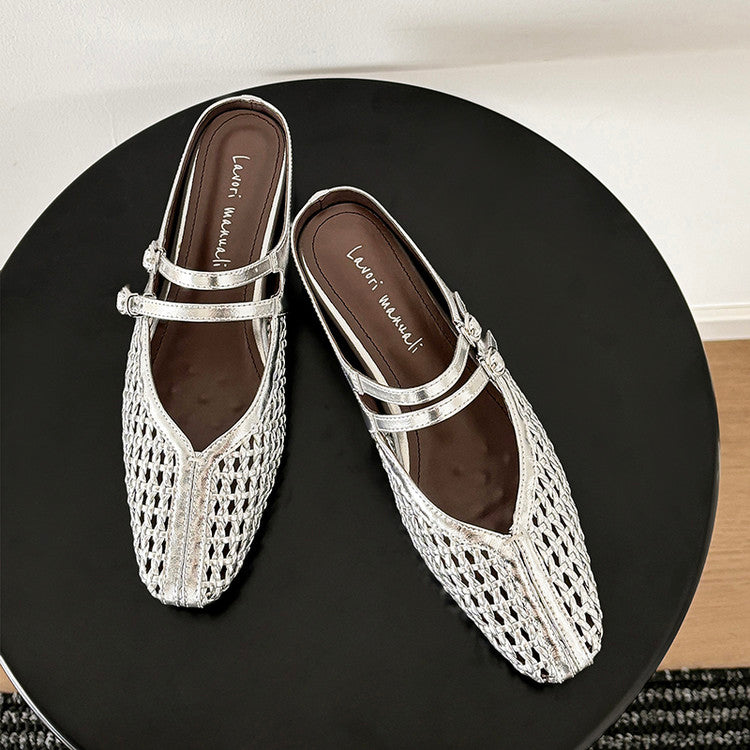 Karin Luna In Stock Spot Goods Hollow Woven One-Strap Closed-Toe Slippers
