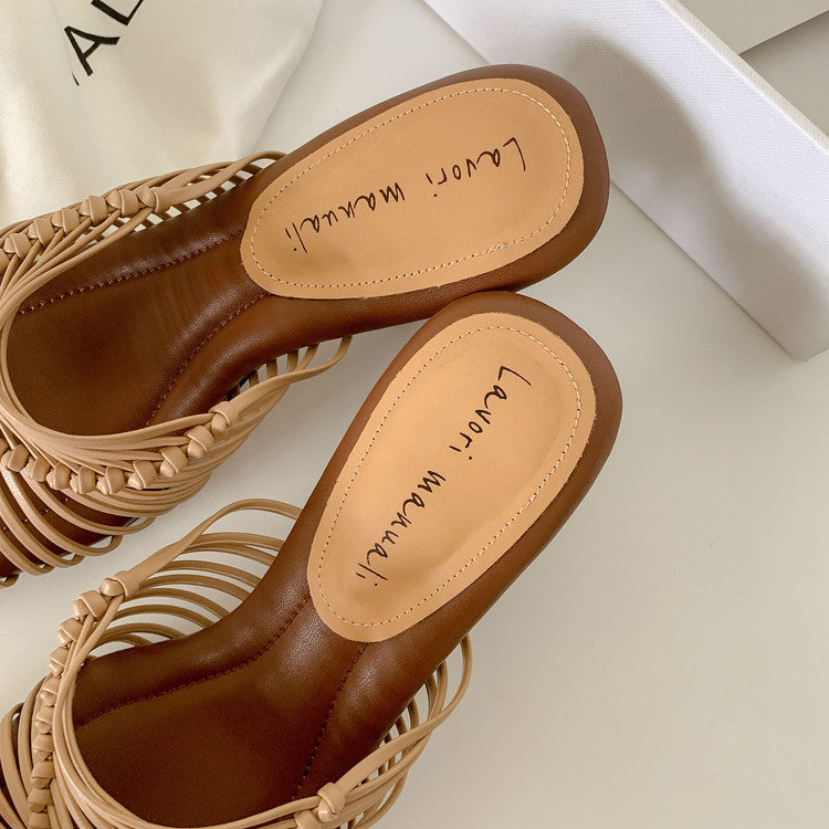 Karin Luna Bestseller Woven Vacation Style Series~ Elegant High Heel Slippers