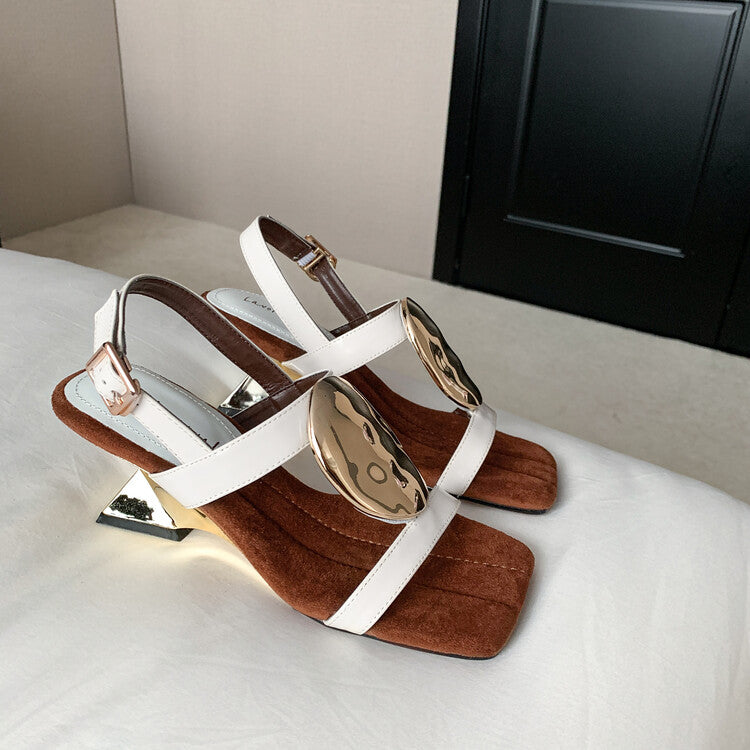 Karin Luna Hot-Selling Fasteners  Irregular Heel Open-Toe Sandals