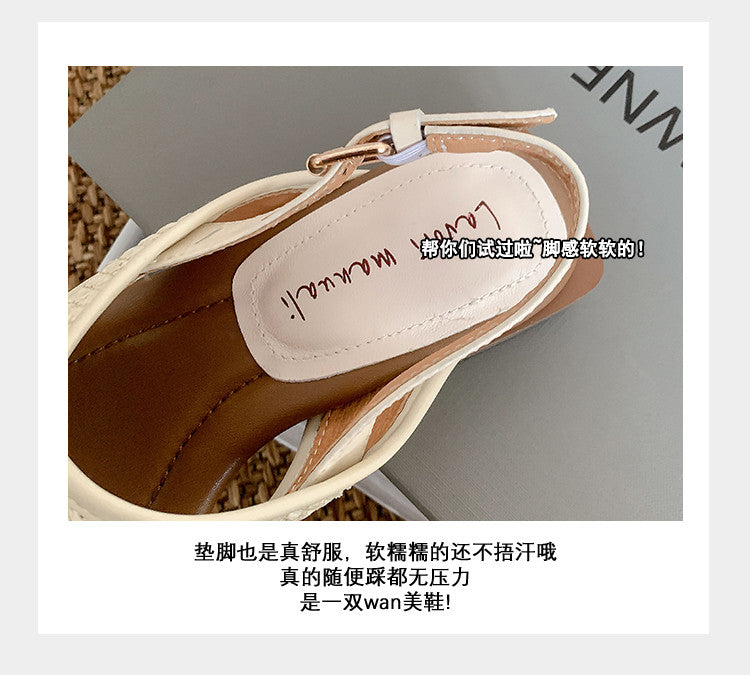 Karin Luna In Stock  Spot Goods Woven Style  Cross-strap Vacation Style Flat Sandals