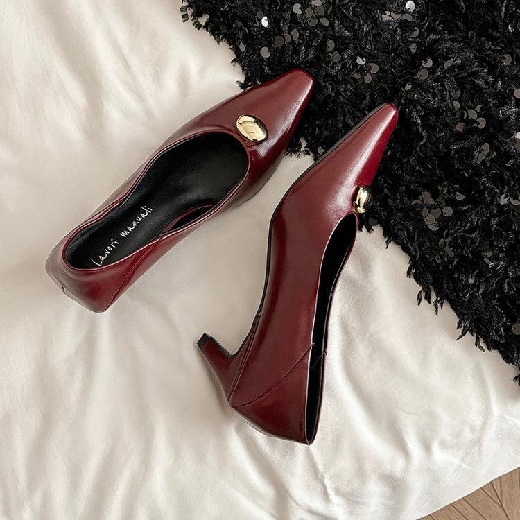 Karin Luna In Stock In Stock ~Basic Versatile French Style Small Square Toe Shallow Mouth Single Shoes