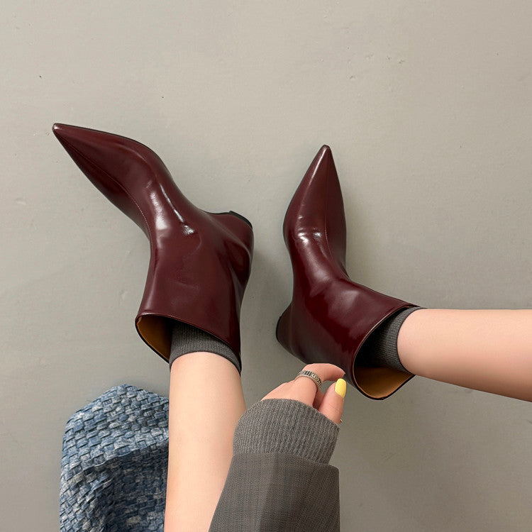 Karin Luna Elegant Pointed Toe Hidden Wedge Short Boots