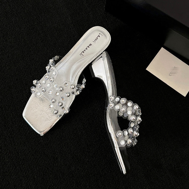 Karin Luna In Stock Spot Goods Classic versatile transparent sequin slippers
