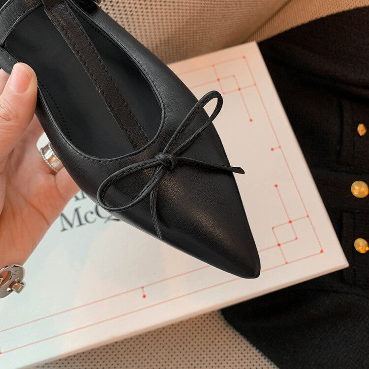 Karin Luna is a perfect Korean drama heroine~French Retro Style Full leather inside and out Pointed Bowknot
