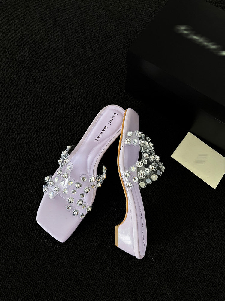 Karin Luna In Stock Spot Goods Classic versatile transparent sequin slippers