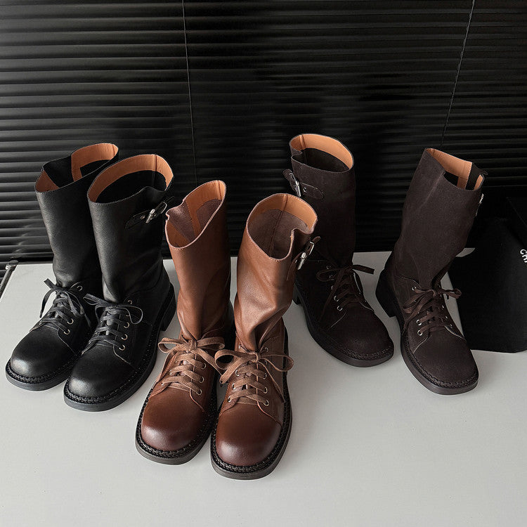Karin Luna Bestseller Large Tube Thick Sole Martin Boots with Belt Buckle