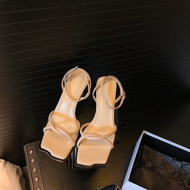 Karin Luna Classic Style  In stock  Basic Versatile Cross Strap High Heel Sandals
