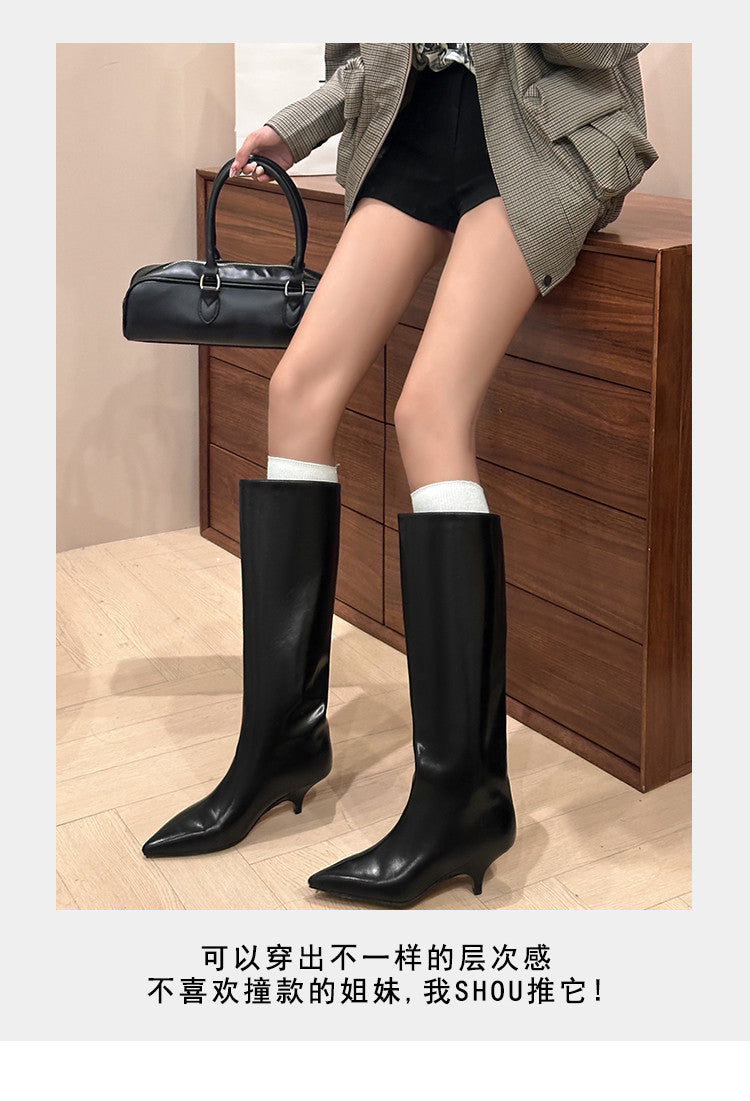Karin Luna In Stock In Stock    Stunning Elegant Style Kitten Heel Straight Long Boots