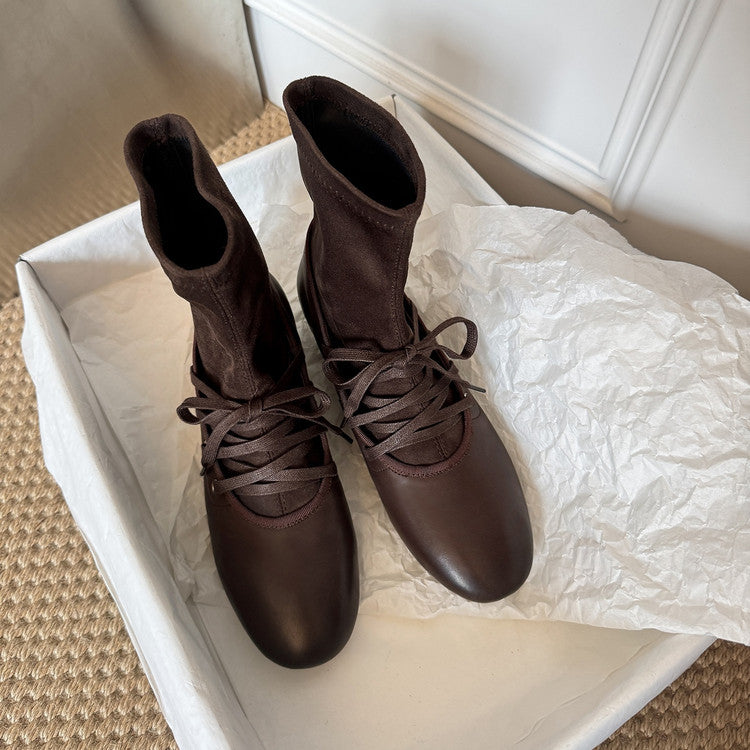 Karin Luna Round Toe Internal Height Increase Lace-up Ankle Boots