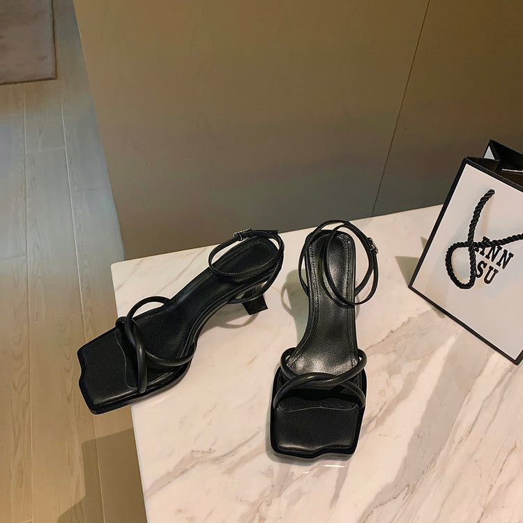 Karin Luna Classic Style  In stock  Basic Versatile Cross Strap High Heel Sandals