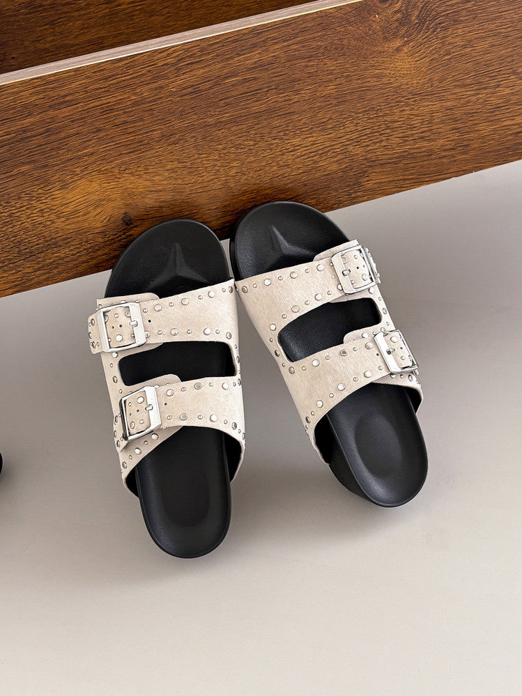 Karin Luna In Stock Spot Goods Casual Thick-Soled Belt Buckle Slippers