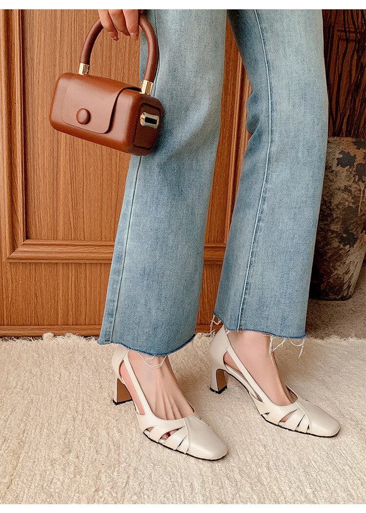 Karin Luna Hot-Selling Retro Big Item Big Goods Available for sale all seasons French-style Hollow Out Single Shoes Full leather inside and out