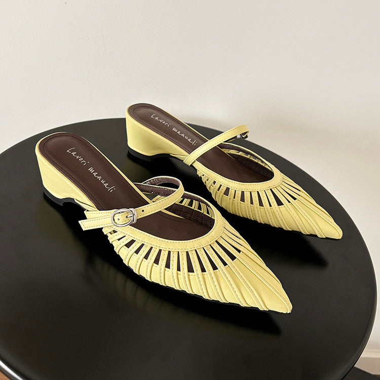 Karin Luna Casual Feel~In stock Pointed Toe Hollow Design Note Pointed Toe Slippers