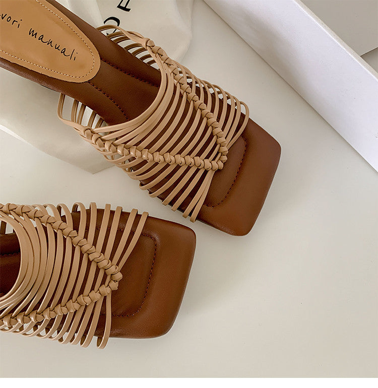 Karin Luna Bestseller Woven Vacation Style Series~ Elegant High Heel Slippers