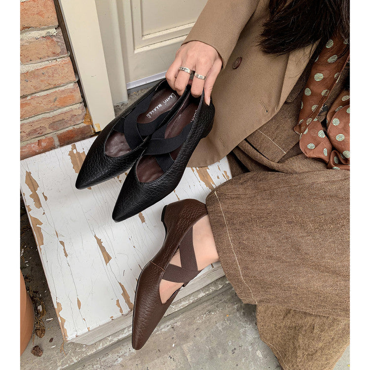 Karin Luna In Stock  Spot Goods  a Large Number of Spot Goods Pointed Toe Cross Strap Hidden Wedge Shoes