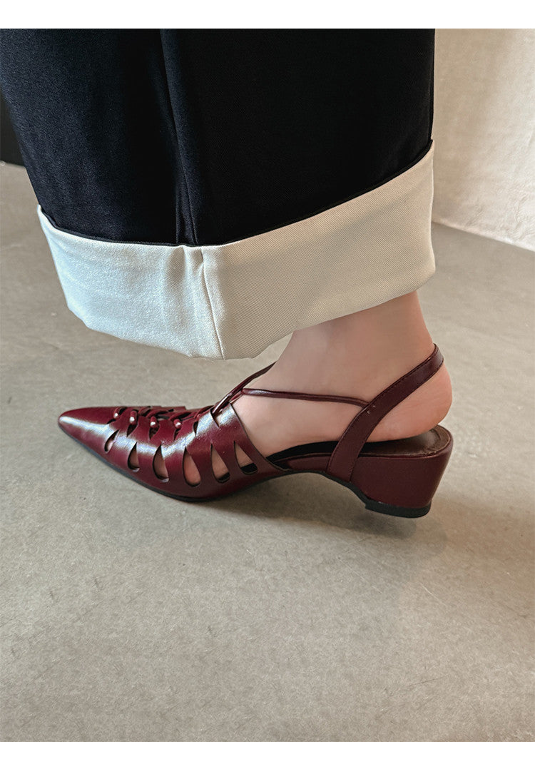 Karin Luna Braided Style ~Cross-woven Pointed Toe Closed-toe Sandals