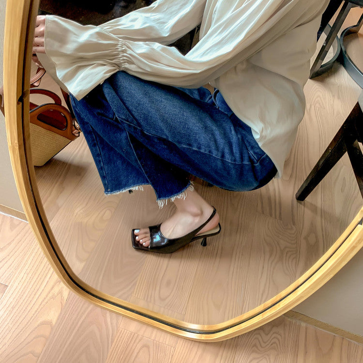Karin Luna Classic Style Square Toe Open Toe French Retro Sandals