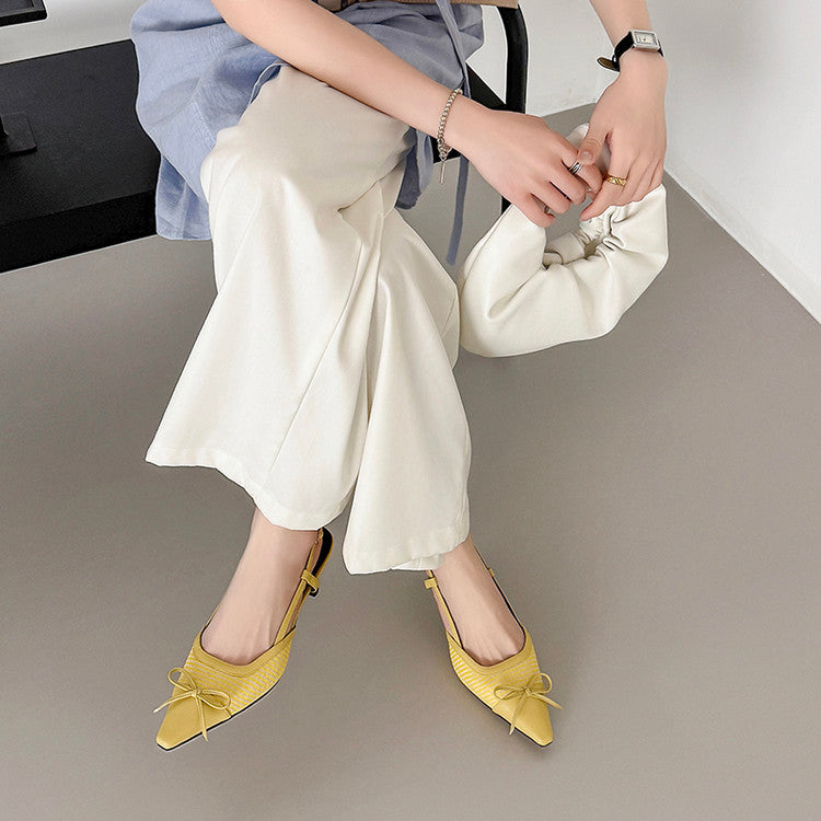 Karin Luna In Stock Spot Goods Braided Style Elegant Thin Heel Pointed Toe Closed-Toe Sandals