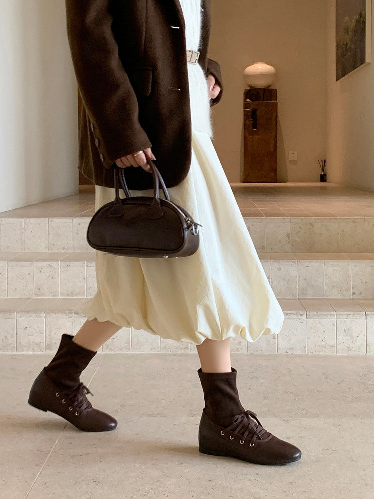 Karin Luna Round Toe Internal Height Increase Lace-up Ankle Boots
