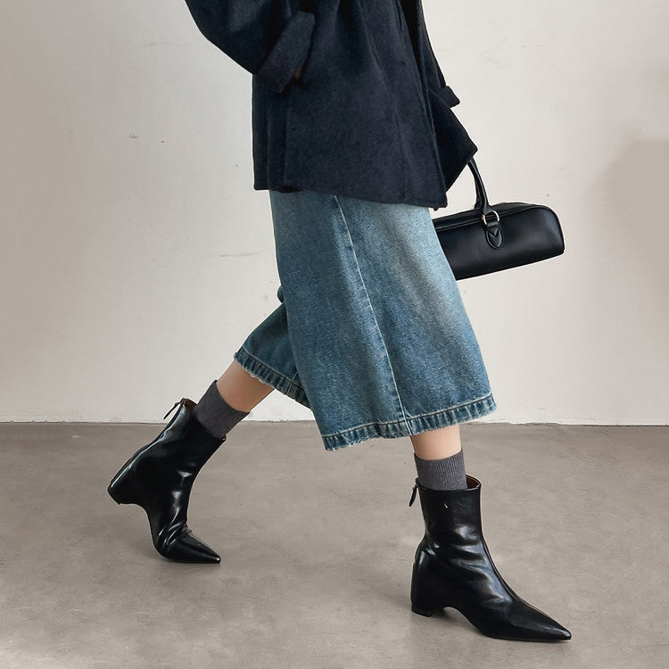 Karin Luna Versatile Elegant Style Pointed Toe Hidden Wedge Short Boots