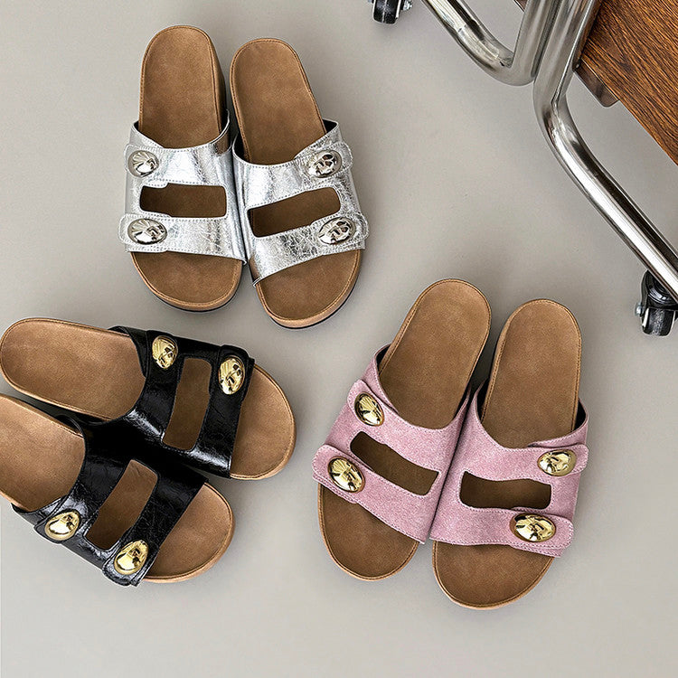 Karin Luna   Casual Style   Thick Sole Belt Buckle Slide Sandals