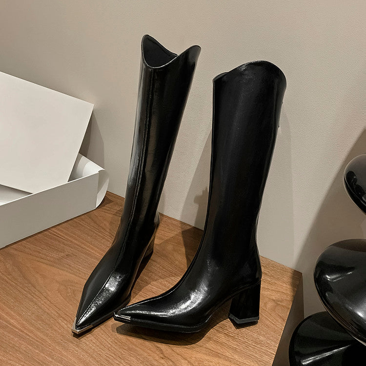 Karin Luna In Stock In-stock Pointed Toe Elegant High Heels v Slimming Effect Long Boots