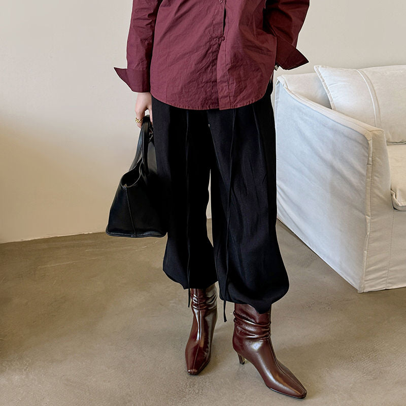 Karin Luna In Stock Spot Goods  Retro Wrinkled Small Square Toe Short Boots